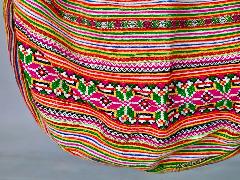 Spacious Handbag made of Vintage Hmong Tribal Vietnamese Cloth