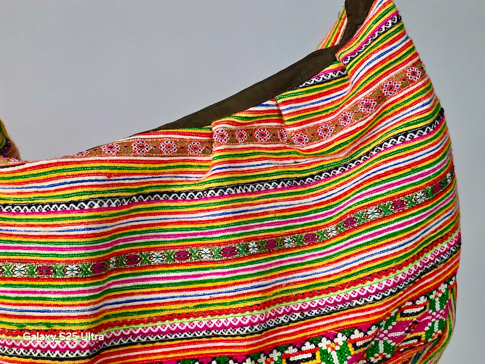Spacious Handbag made of Vintage Hmong Tribal Vietnamese Cloth