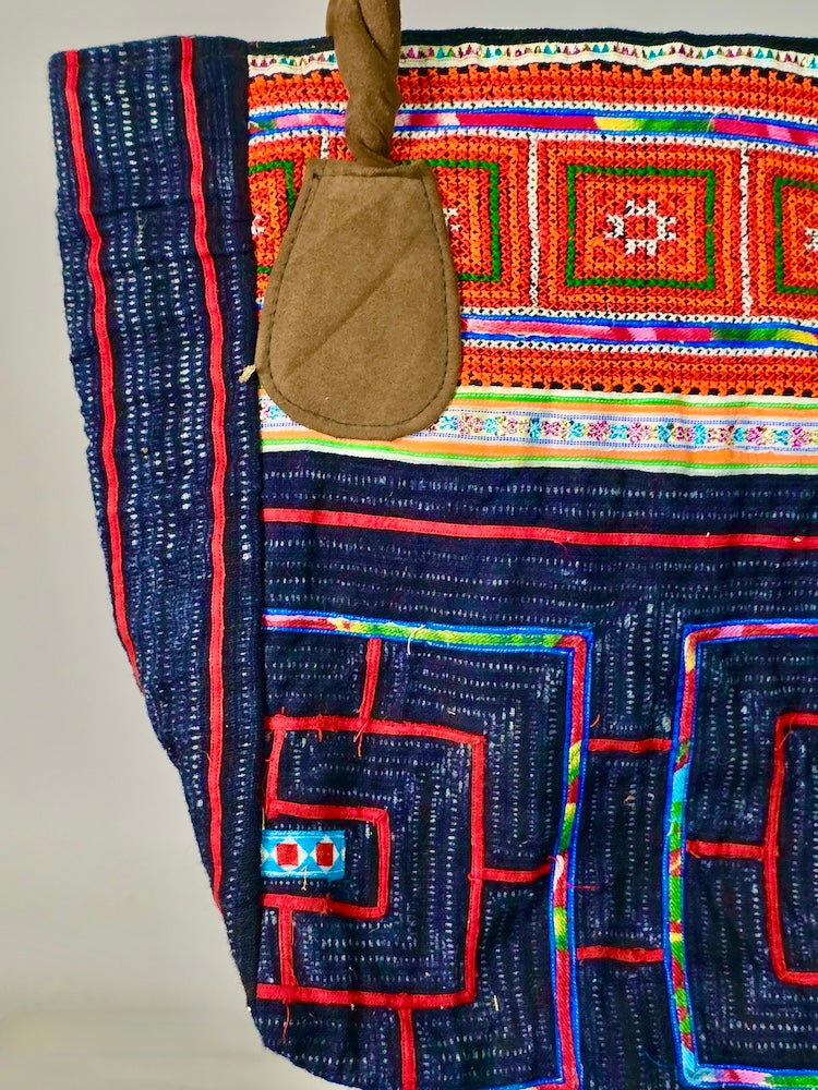 Small Handbag made of Vintage Hmong Indigo Tribal Vietnamese Cloth