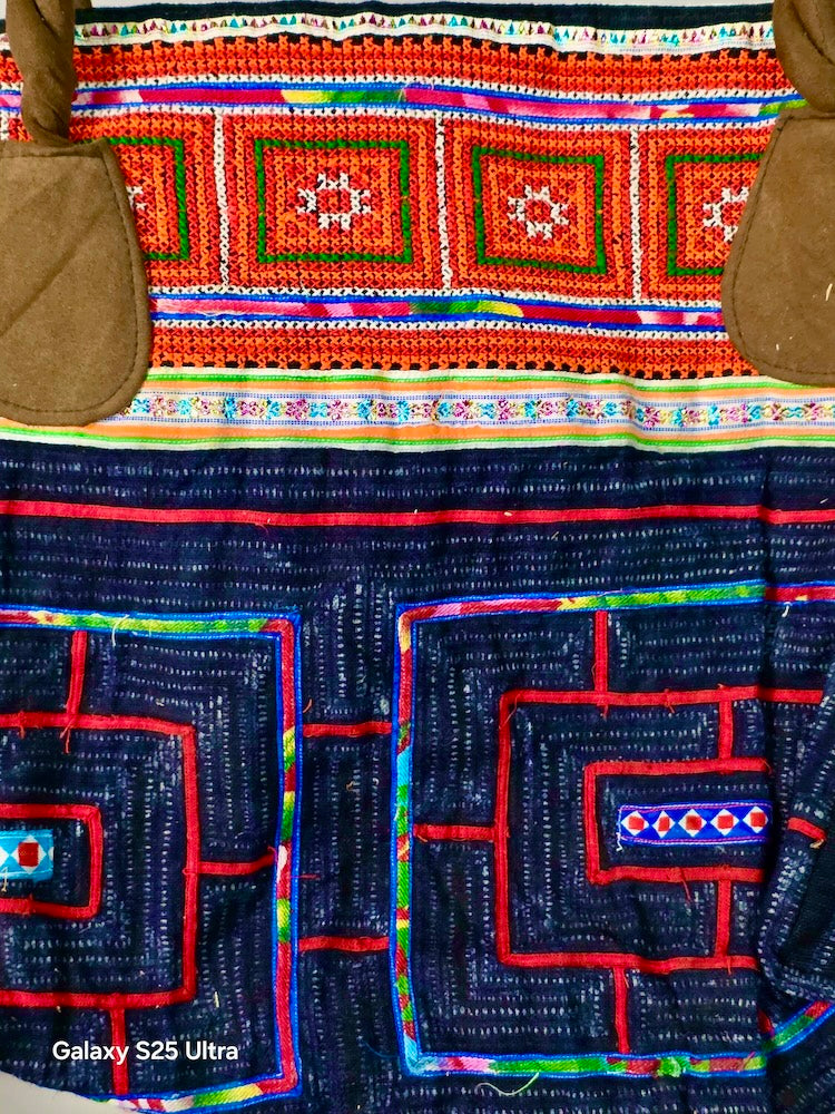 Small Handbag made of Vintage Hmong Indigo Tribal Vietnamese Cloth