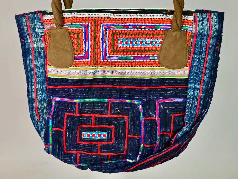 Small Handbag made of Vintage Hmong Indigo Tribal Vietnamese Cloth