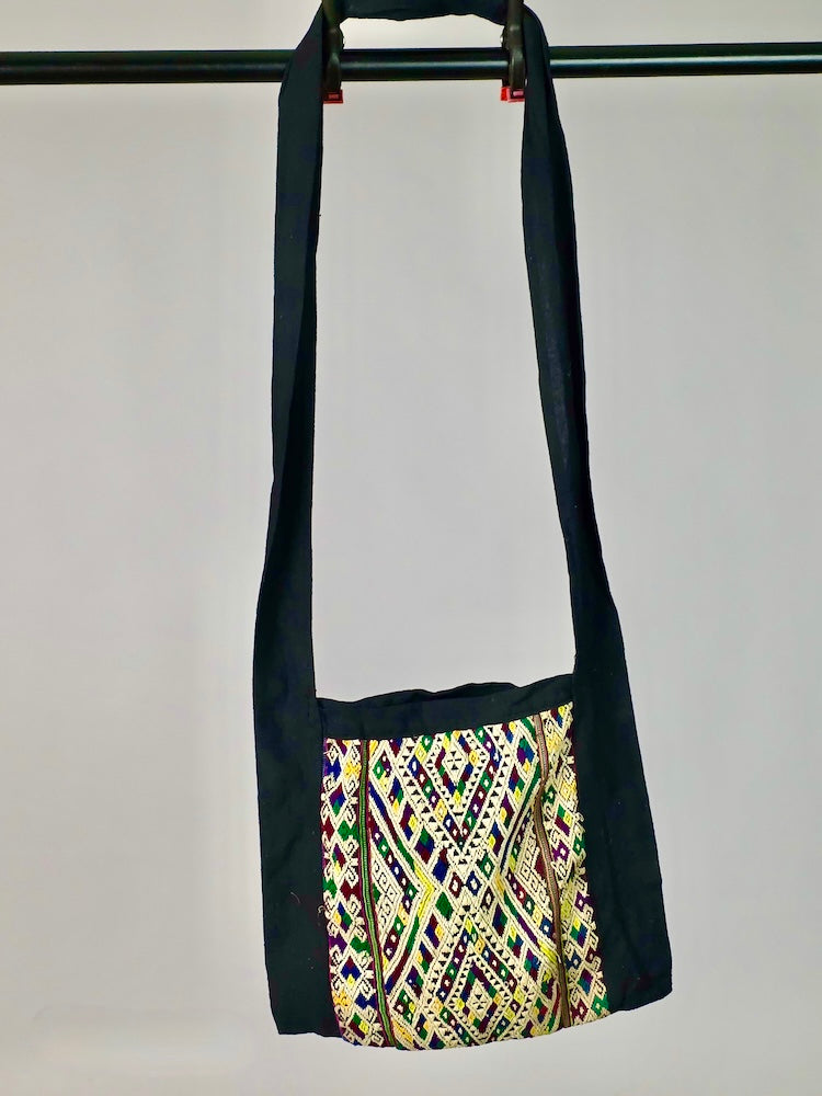 Single Sided Small Tote with Vintage Dao Tribal Vietnamese Cloth Panel - Niger Bend