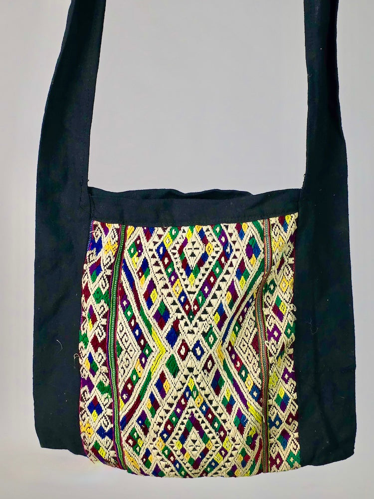Single Sided Small Tote with Vintage Dao Tribal Vietnamese Cloth Panel - Niger Bend