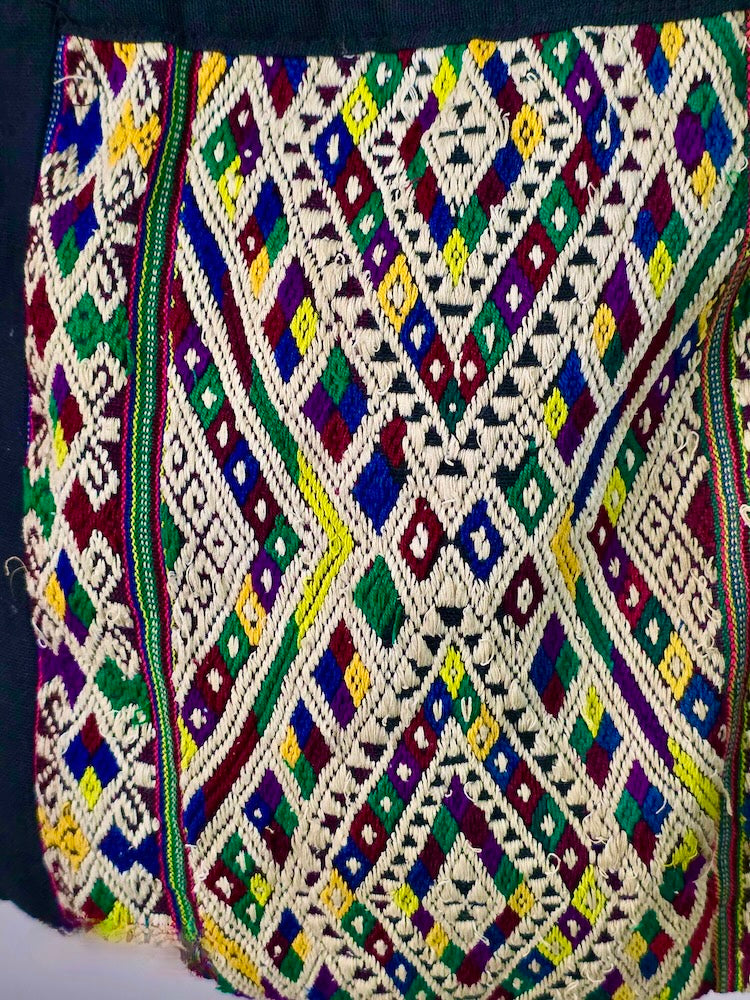 Single Sided Small Tote with Vintage Dao Tribal Vietnamese Cloth Panel - Niger Bend