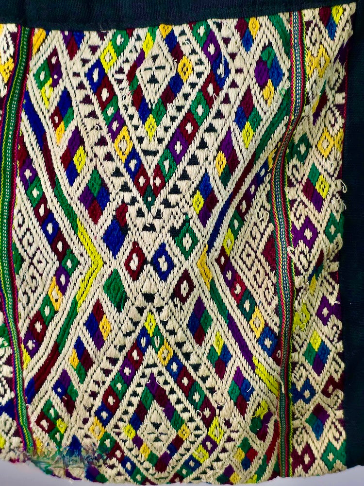 Single Sided Small Tote with Vintage Dao Tribal Vietnamese Cloth Panel - Niger Bend