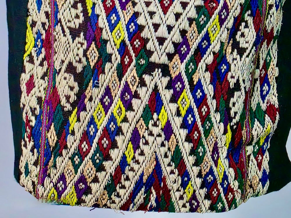 Single Sided Small Tote with Vintage Dao Tribal Vietnamese Cloth Panel