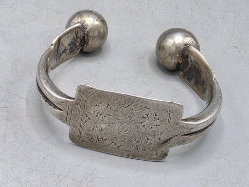 Antique Mauritanian Silver Khalkhal Anklet - Hand-engraved Saharan Jewelry