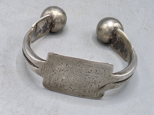 Antique Mauritanian Silver Khalkhal Anklet - Hand-engraved Saharan Jewelry