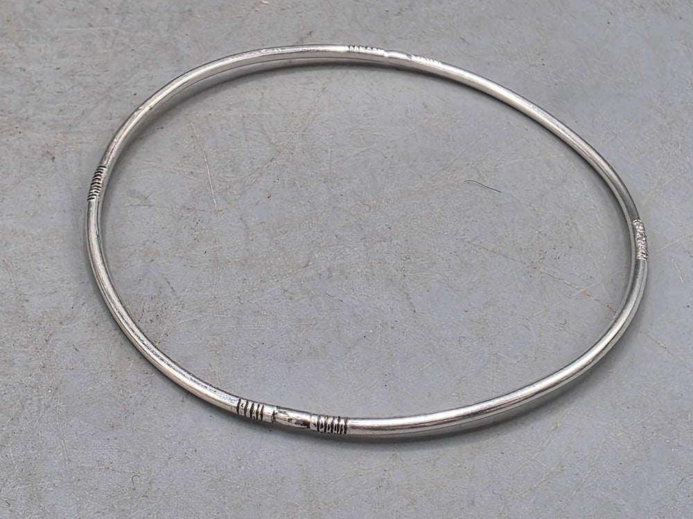 Traditional Handcrafted Tuareg Silver Bangle Bracelet  - Niger