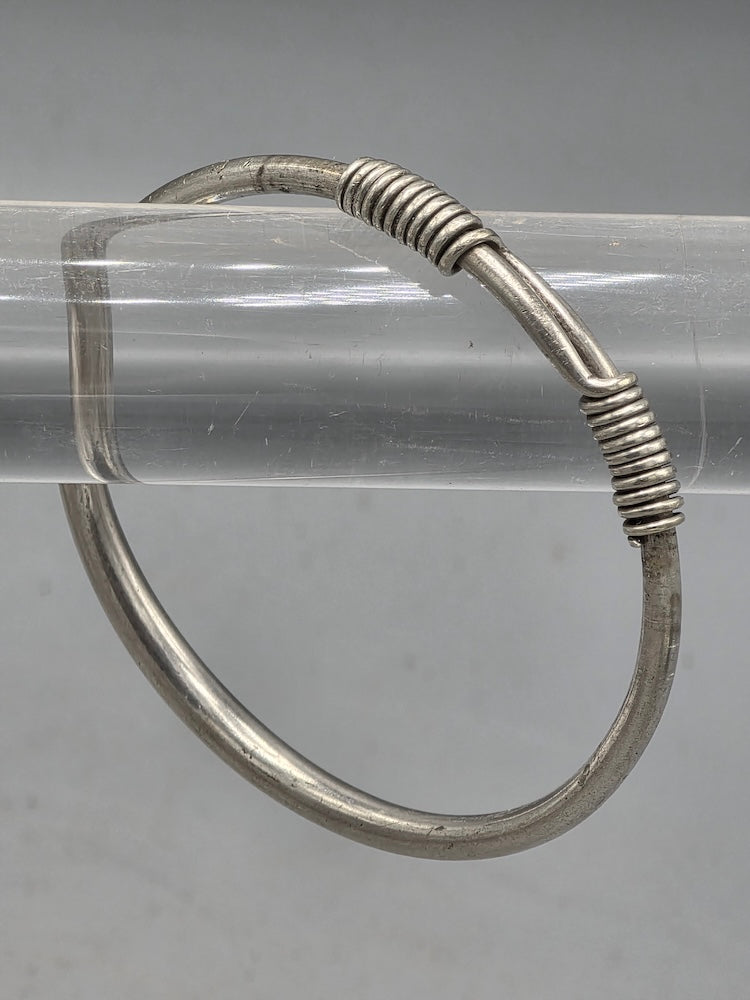 Handcrafted Coin Silver Torque Bracelet - Southwest China - late 20th Century