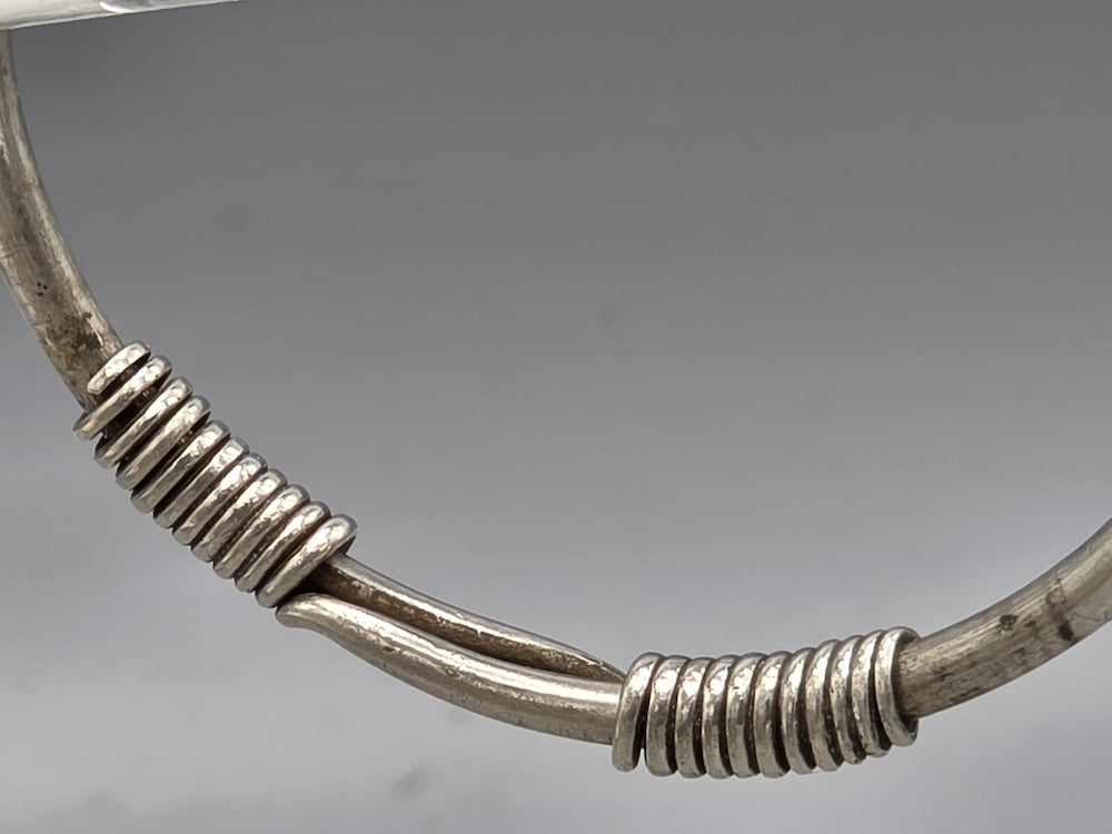 Handcrafted Coin Silver Torque Bracelet - Southwest China - late 20th Century