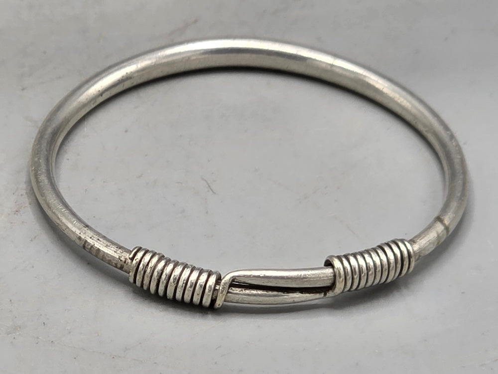 Handcrafted Coin Silver Torque Bracelet - Southwest China - late 20th Century