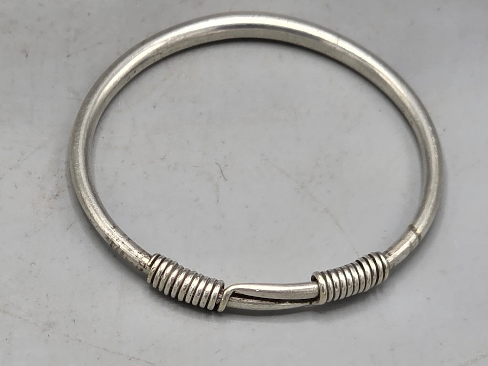 Handcrafted Coin Silver Torque Bracelet - Southwest China - late 20th Century