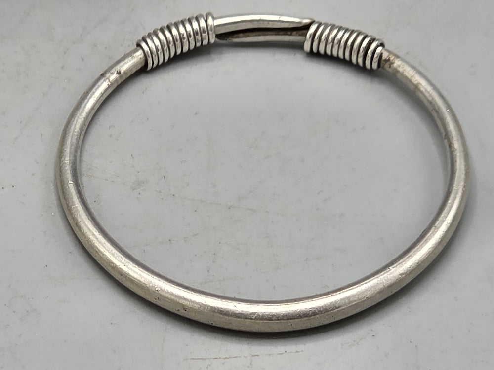 Handcrafted Coin Silver Torque Bracelet - Southwest China - late 20th Century