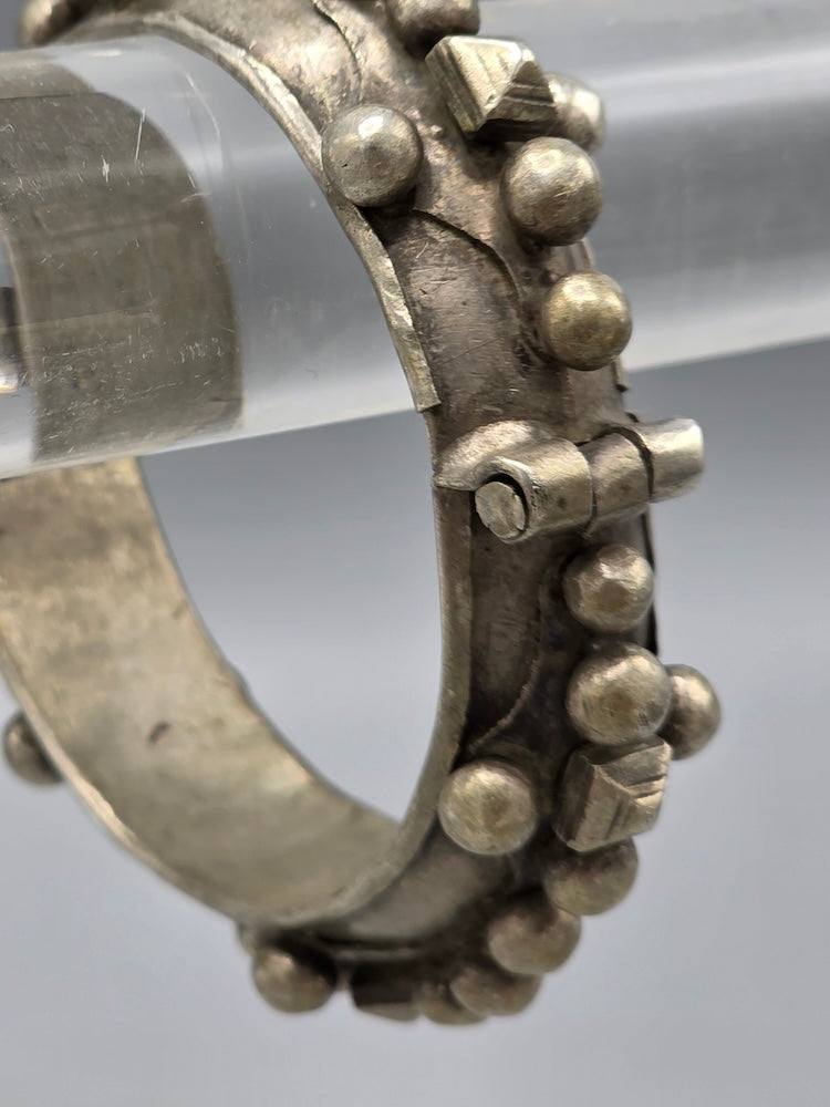 Antique Mauritanian Silver Hinged Bracelet - Saharan Jewelry