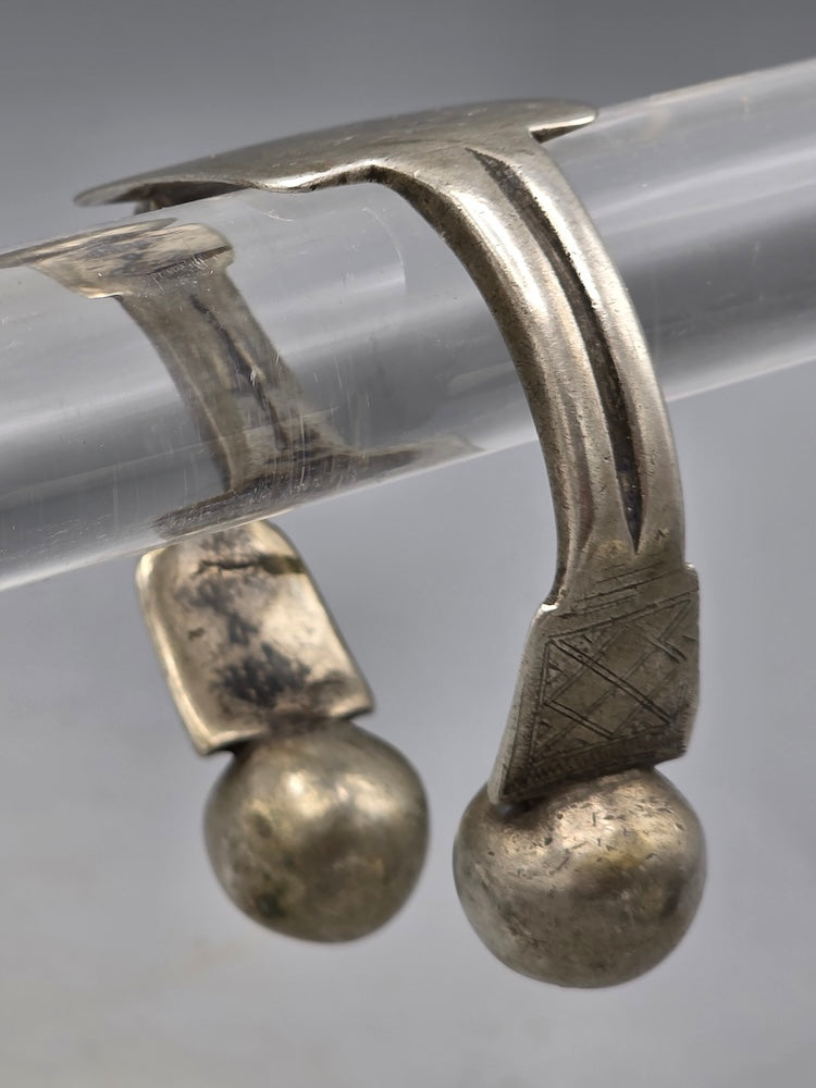Antique Mauritanian Silver Khalkhal Anklet - Hand-engraved Saharan Jewelry