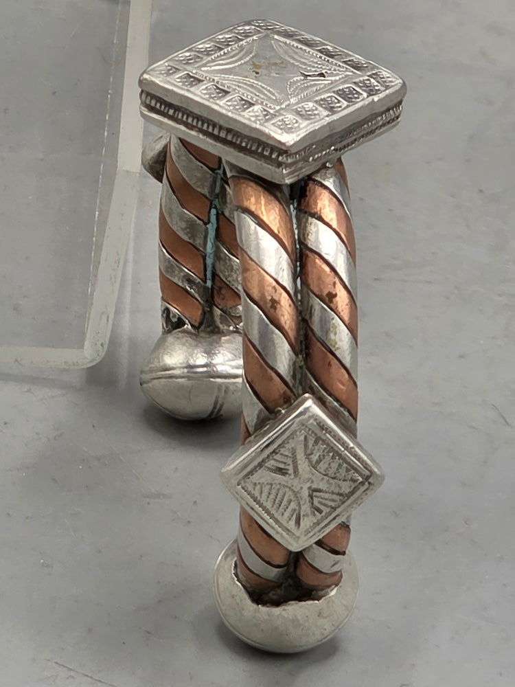 Small Heavy Tuareg Coin Silver & Copper Cuff Bracelet - Mali
