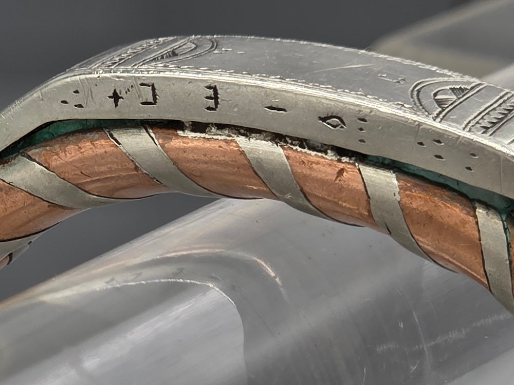 Large Tuareg Coin Silver & Copper Cuff Bracelet - Mali