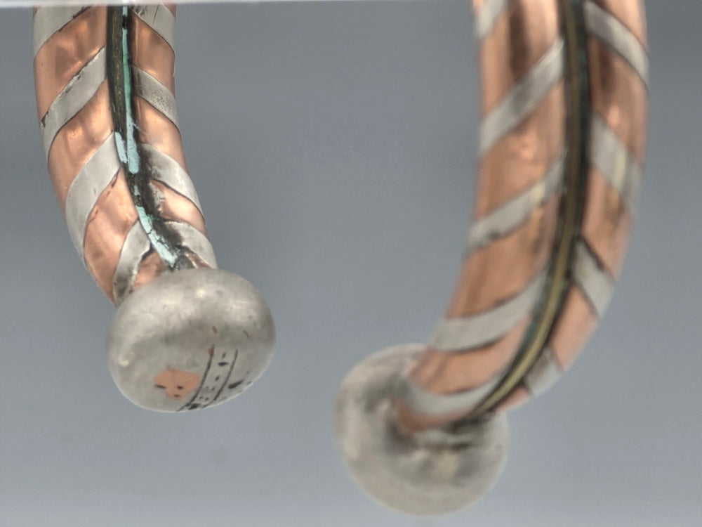 Large Tuareg Coin Silver & Copper Cuff Bracelet - Mali
