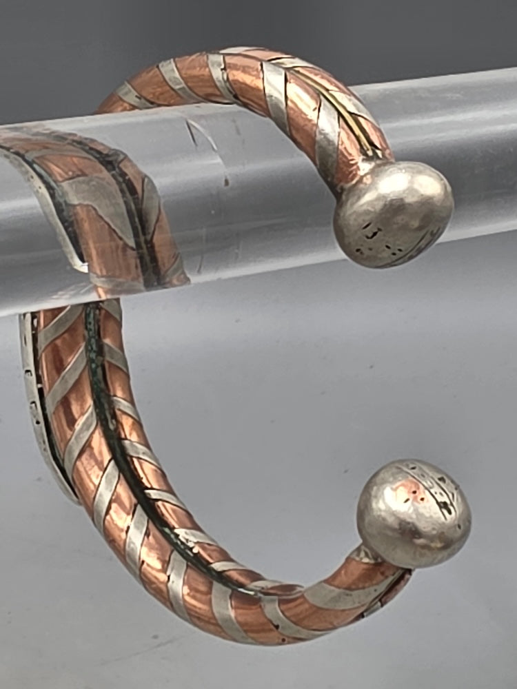 Large Tuareg Coin Silver & Copper Cuff Bracelet - Mali
