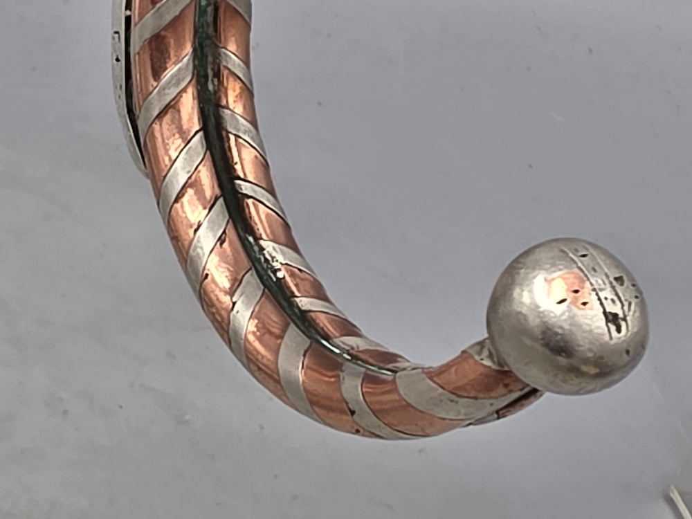 Large Tuareg Coin Silver & Copper Cuff Bracelet - Mali