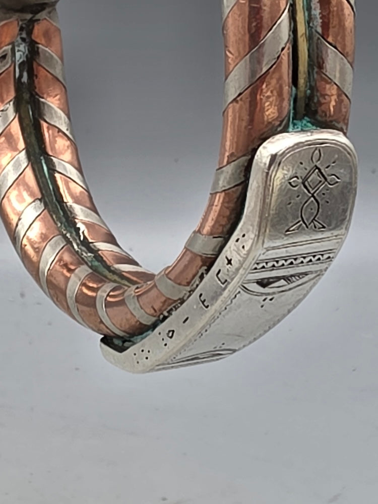 Large Tuareg Coin Silver & Copper Cuff Bracelet - Mali