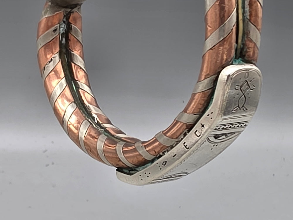 Large Tuareg Coin Silver & Copper Cuff Bracelet - Mali