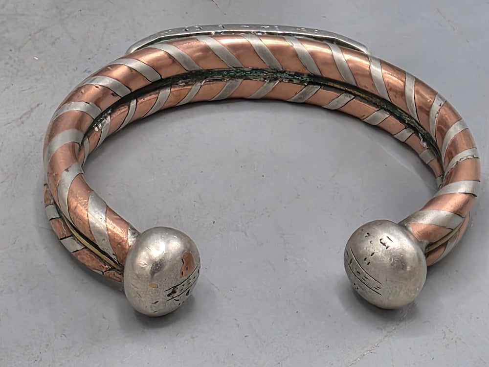 Large Tuareg Coin Silver & Copper Cuff Bracelet - Mali