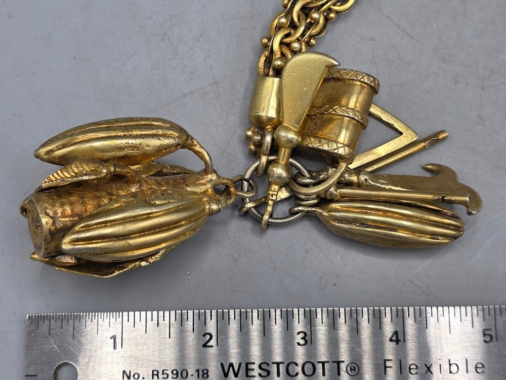 Ashanti Gold Royal Heavy Chain Bracelet with Cacao Pods & Tools