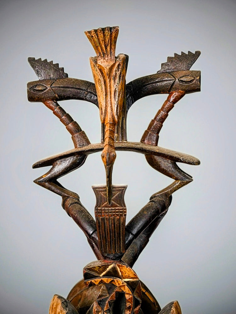 Guro Tall Multiple Hornbill Mask - Ivory Coast