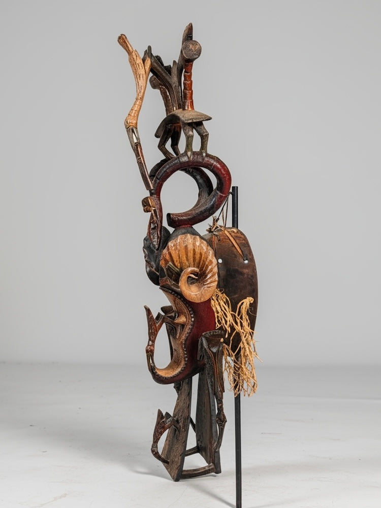 Guro Tall Multiple Hornbill Mask - Ivory Coast