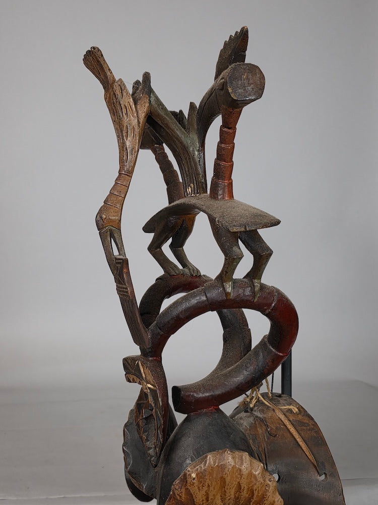 Guro Tall Multiple Hornbill Mask - Ivory Coast