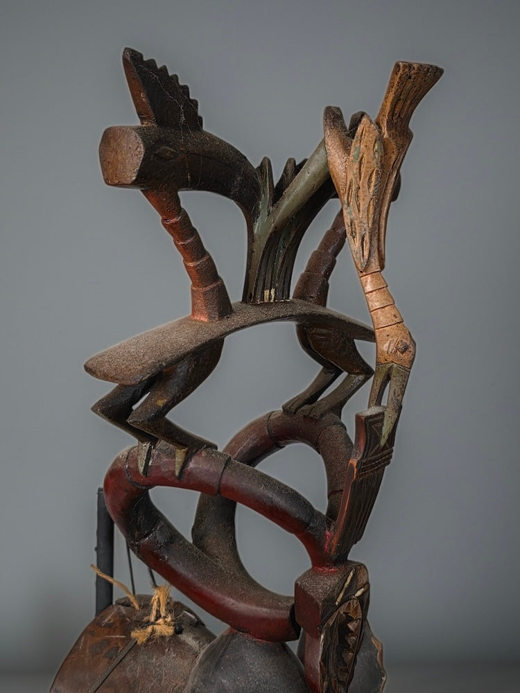 Guro Tall Multiple Hornbill Mask - Ivory Coast