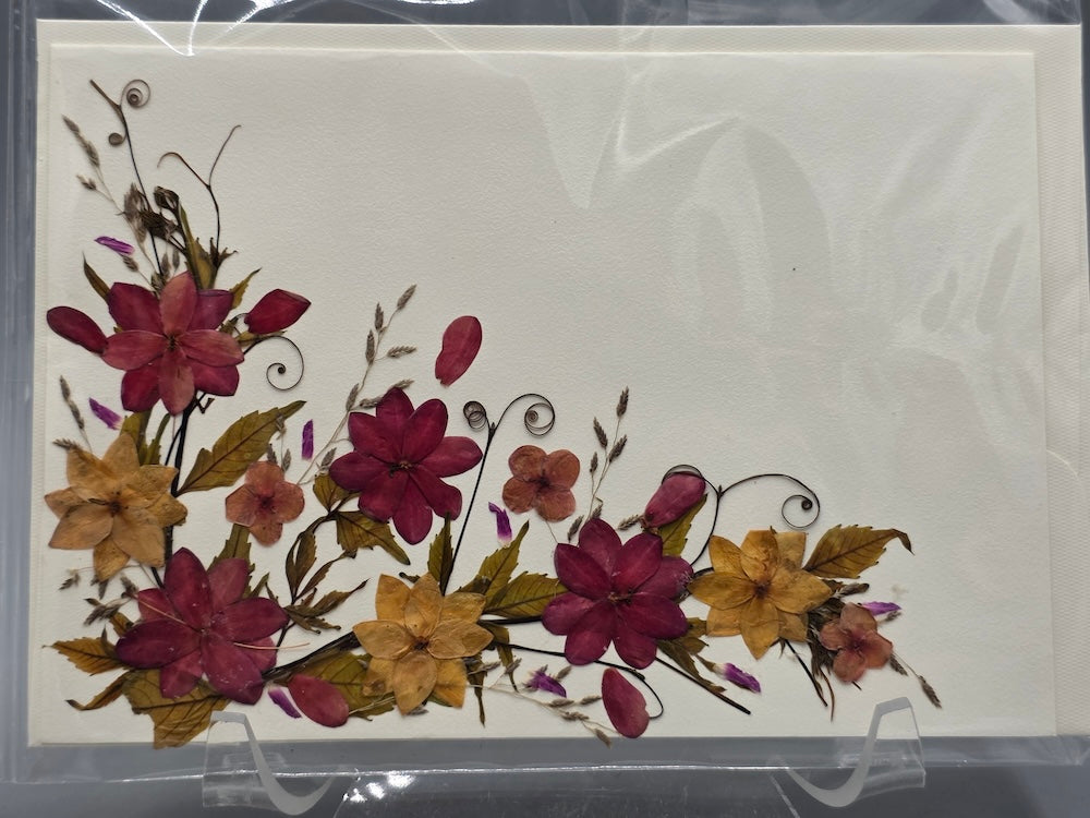 Handmade Pressed Dried Real Flower Greeting Card - Floral Corner