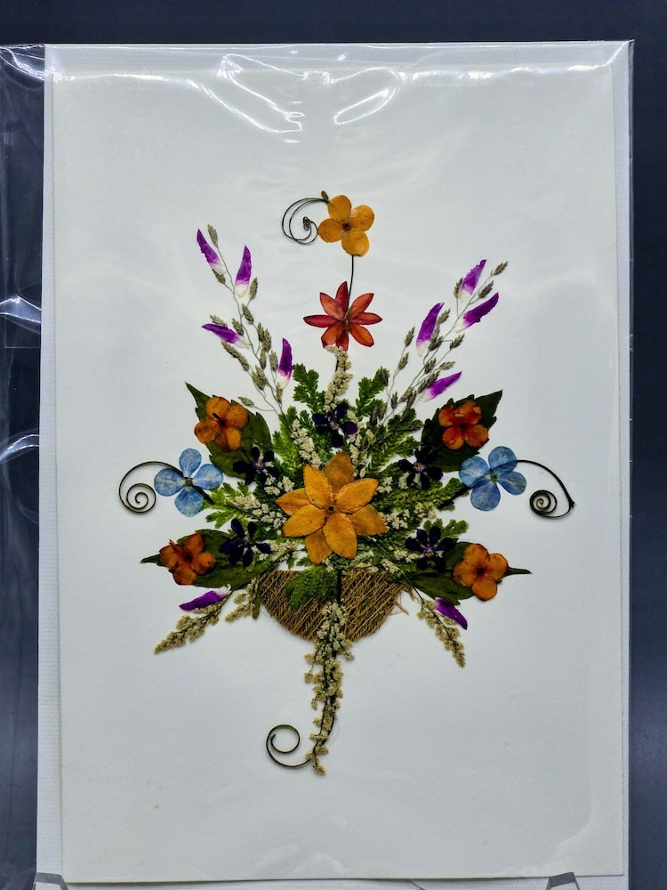 Handmade Pressed Dried Real Flower Greeting Card - Floral Splash