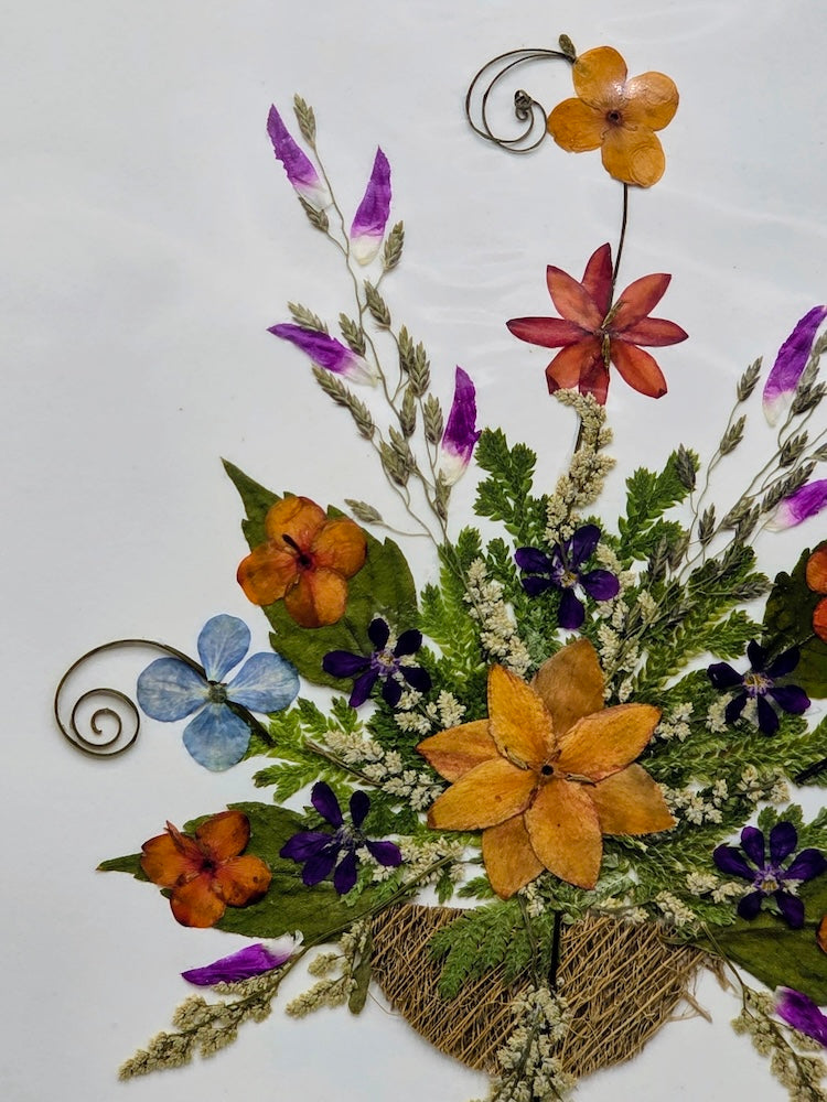 Handmade Pressed Dried Real Flower Greeting Card - Floral Splash