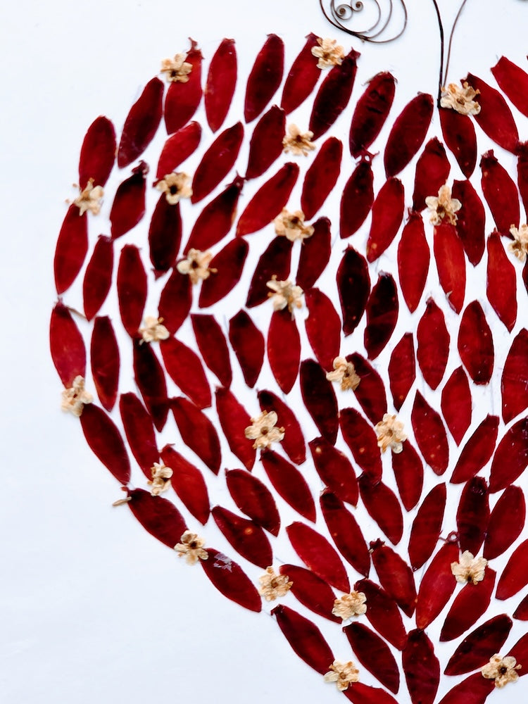 Handmade Pressed Dried Real Flower Greeting Card - Floral Heart