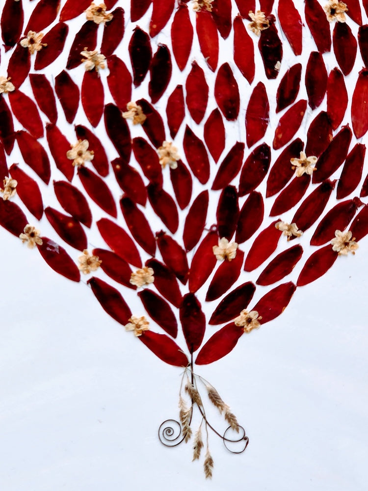 Handmade Pressed Dried Real Flower Greeting Card - Floral Heart