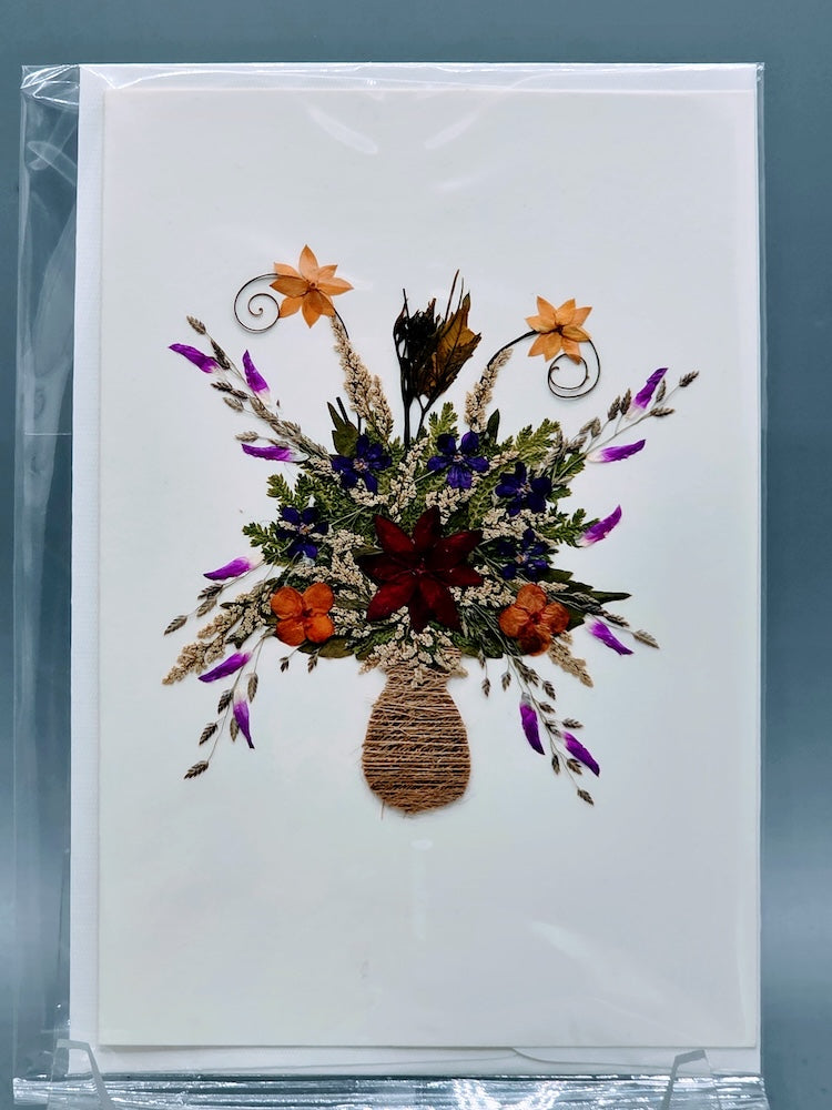 Handmade Pressed Dried Real Flower Greeting Card - Floral Splash