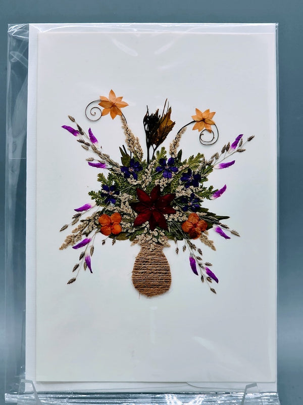 Handmade Pressed Dried Real Flower Greeting Card - Floral Splash