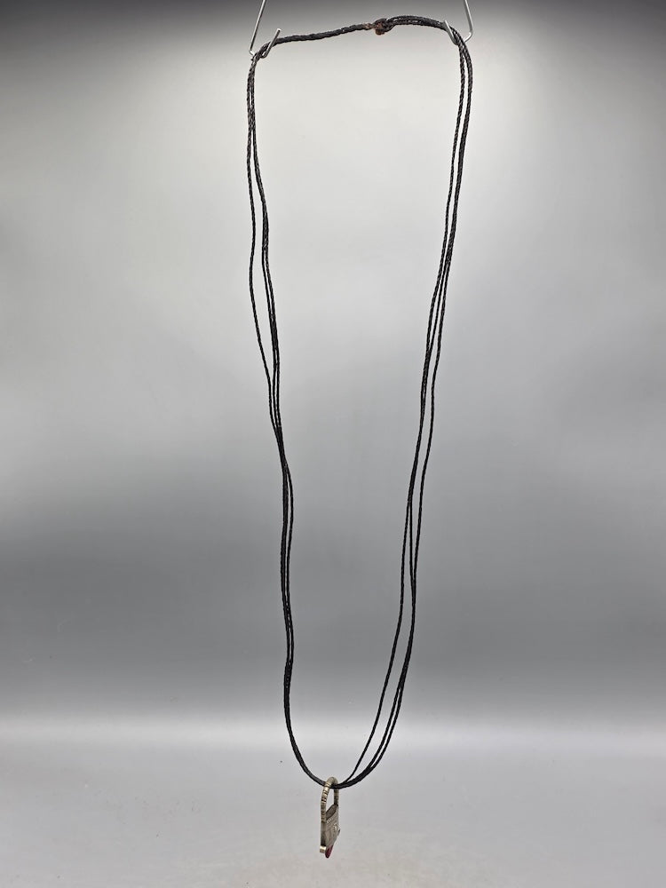 Tuareg InGall Coin Silver & Glass Pendant Leather Necklace/Choker  - Niger