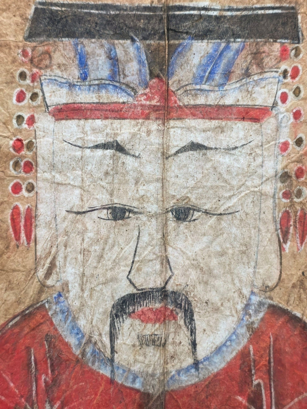Framed Sino-Vietnamese Dao Folk Religious Portrait of a “King of Shu”