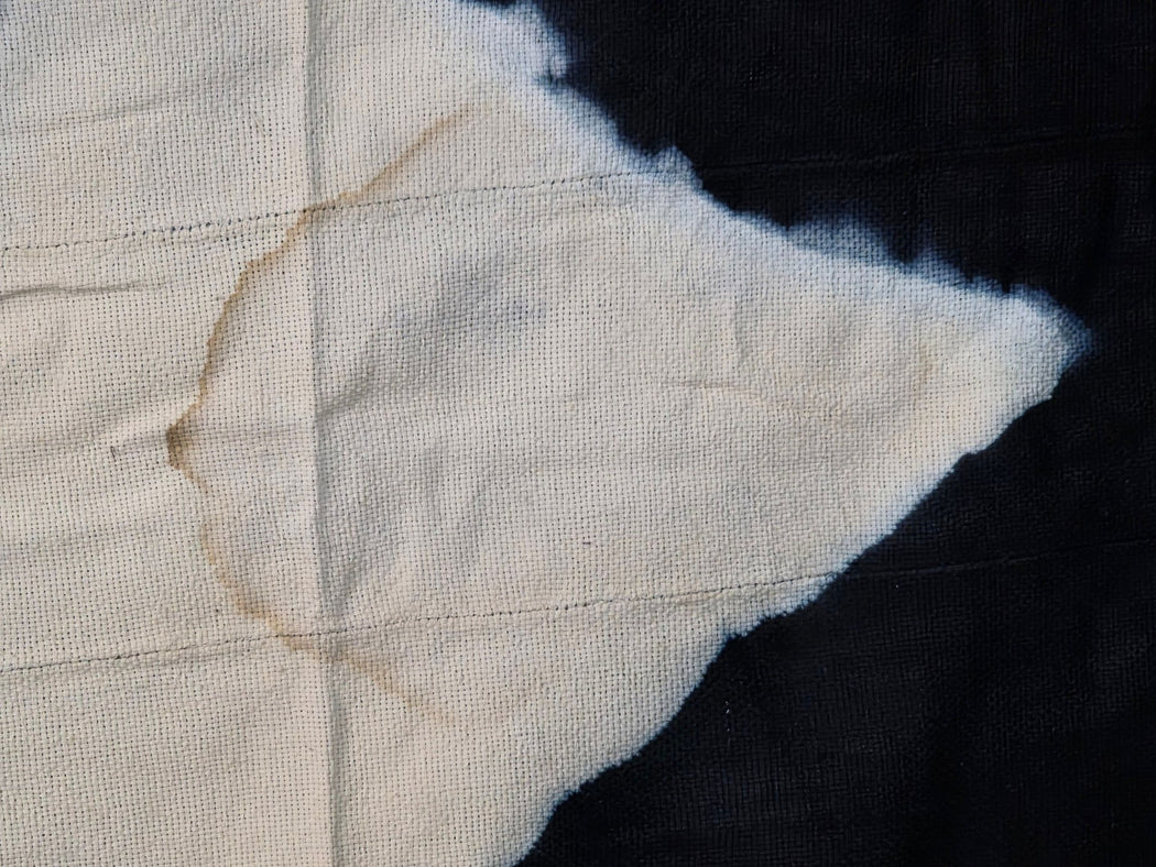 Tiv Indigo-Dyed Cotton Cloth with Opposed Diamond Motif - Nigeria | 68 x 47"