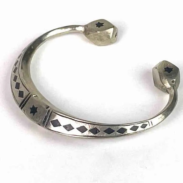 Heavy Tuareg Coin Silver Inlaid Bracelet