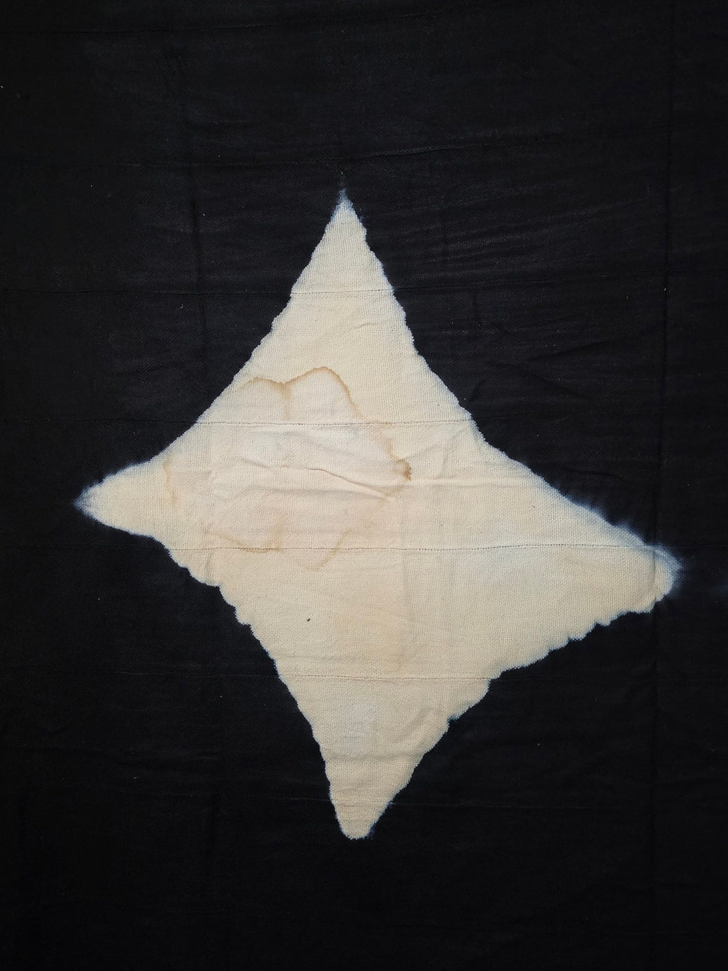 Tiv Indigo-Dyed Cotton Cloth with Opposed Diamond Motif - Nigeria | 68 x 47"