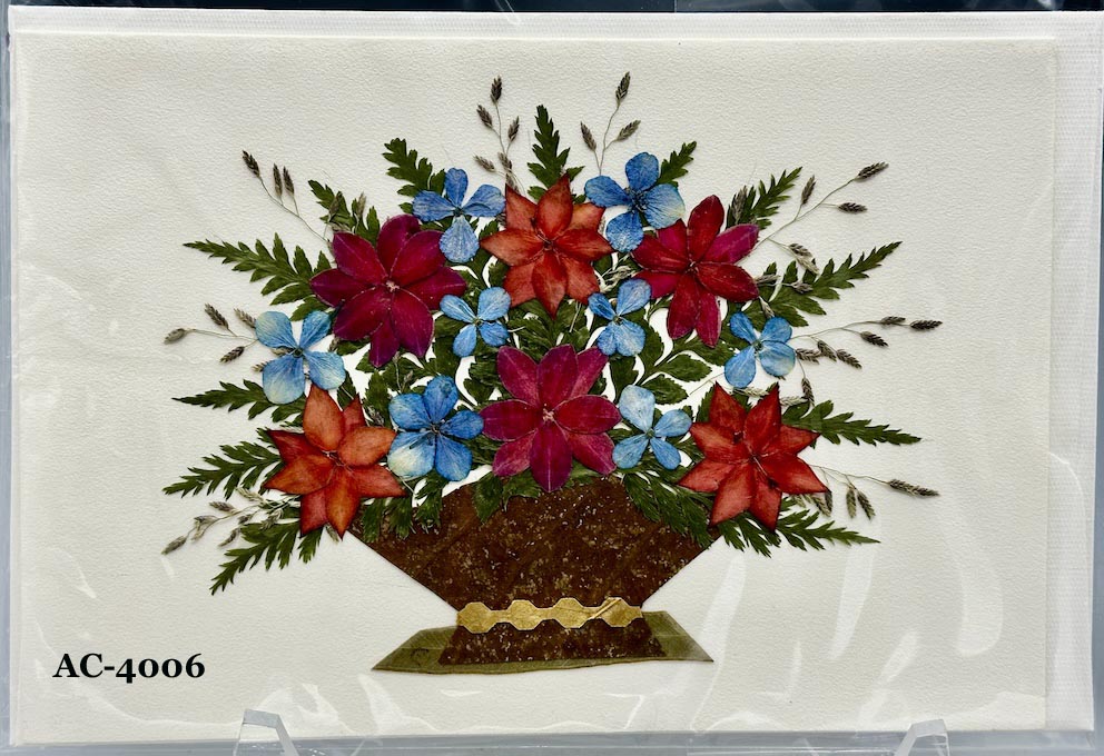 Handmade Pressed Dried Real Flower Greeting Card - Floral Arrangement