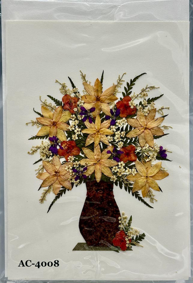 Handmade Pressed Dried Real Flower Greeting Card - Floral Arrangement