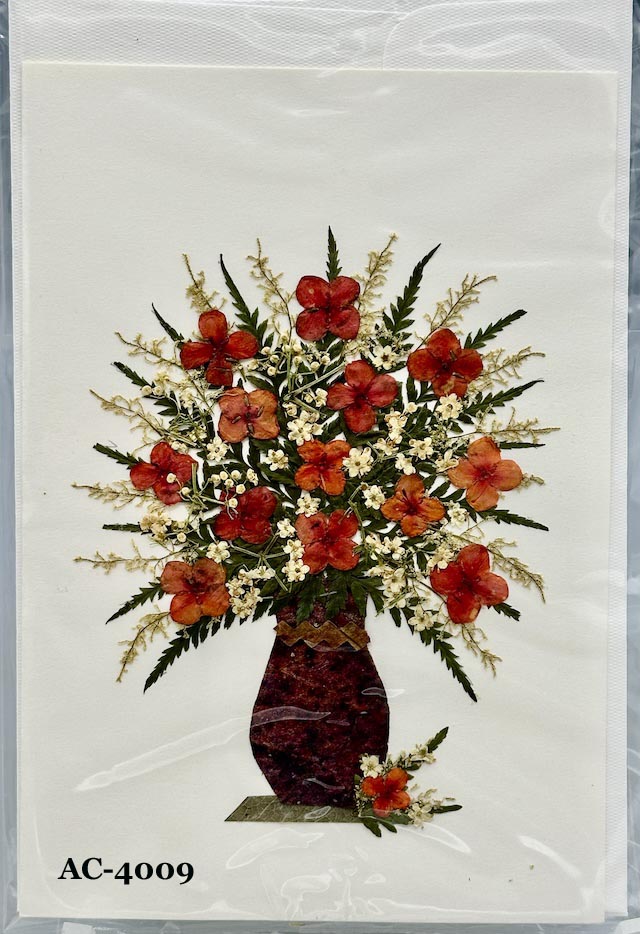 Handmade Pressed Dried Real Flower Greeting Card - Floral Arrangement