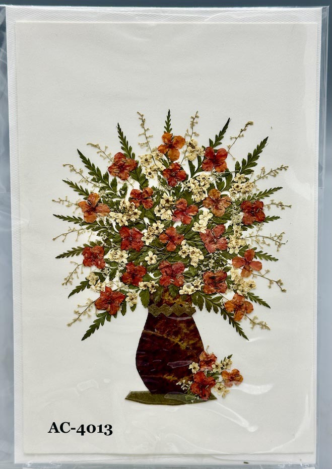 Handmade Pressed Dried Real Flower Greeting Card - Floral Arrangement