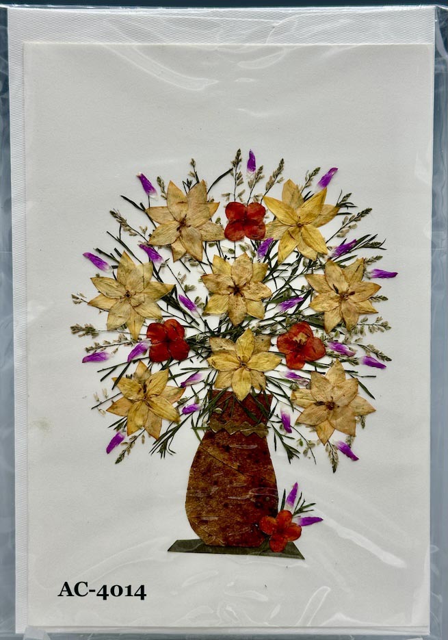 Handmade Pressed Dried Real Flower Greeting Card - Floral Arrangement